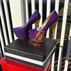 Herstar Limited Edition 6” Laker Crystal Shoe, Purple Gold size 7.5
